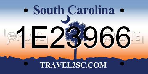 1E23966 South Carolina License Plate
