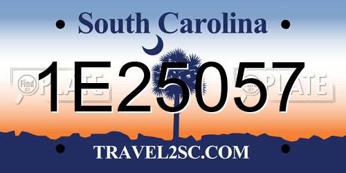 1E25057 South Carolina License Plate