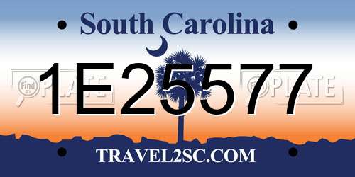 1E25577 South Carolina License Plate