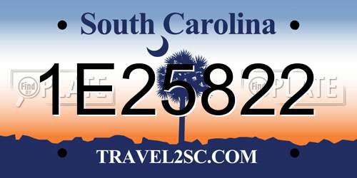 1E25822 South Carolina License Plate