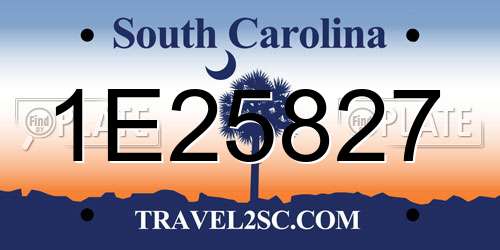 1E25827 South Carolina License Plate