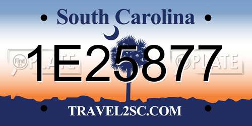 1E25877 South Carolina License Plate
