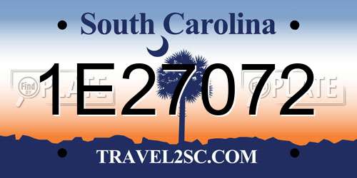 1E27072 South Carolina License Plate