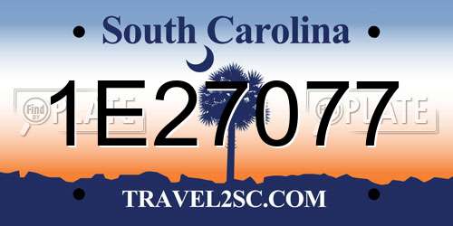 1E27077 South Carolina License Plate