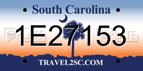 1E27153 South Carolina License Plate