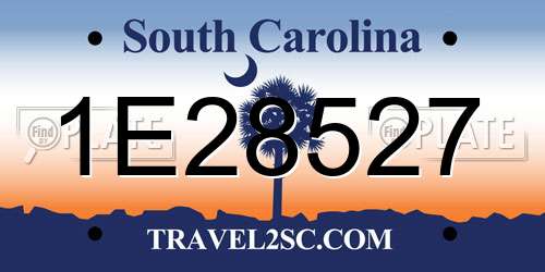 1E28527 South Carolina License Plate
