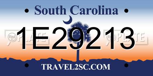 1E29213 South Carolina License Plate