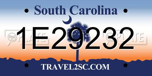 1E29232 South Carolina License Plate
