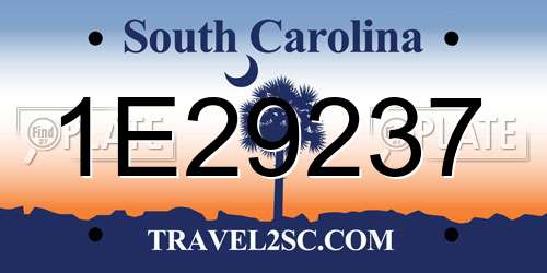 1E29237 South Carolina License Plate