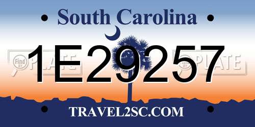 1E29257 South Carolina License Plate