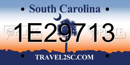 1E29713 South Carolina License Plate