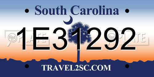 1E31292 South Carolina License Plate