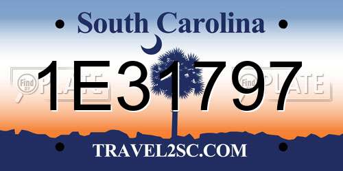 1E31797 South Carolina License Plate