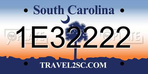 1E32222 South Carolina License Plate