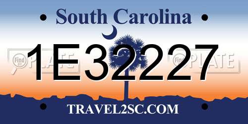 1E32227 South Carolina License Plate
