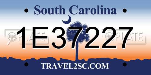 1E37227 South Carolina License Plate