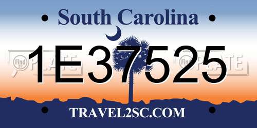 1E37525 South Carolina License Plate