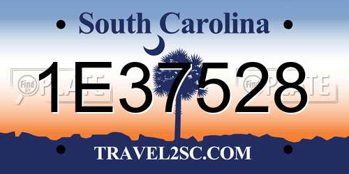 1E37528 South Carolina License Plate