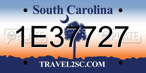 1E37727 South Carolina License Plate