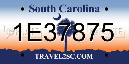 1E37875 South Carolina License Plate
