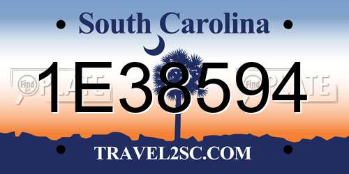 1E38594 South Carolina License Plate