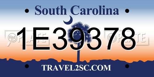1E39378 South Carolina License Plate