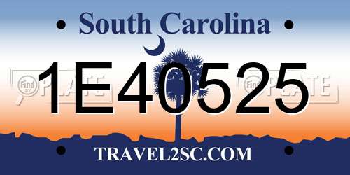 1E40525 South Carolina License Plate