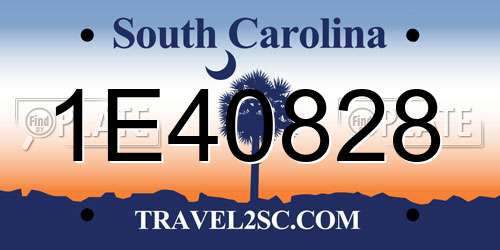 1E40828 South Carolina License Plate