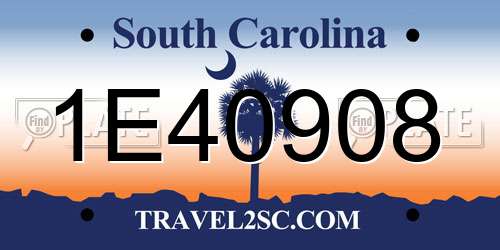 1E40908 South Carolina License Plate