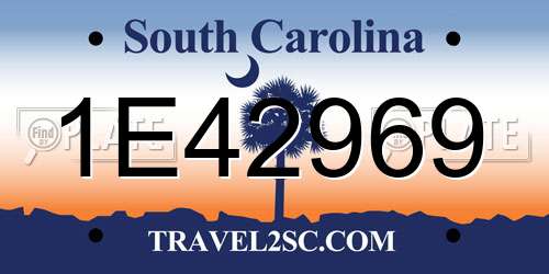 1E42969 South Carolina License Plate
