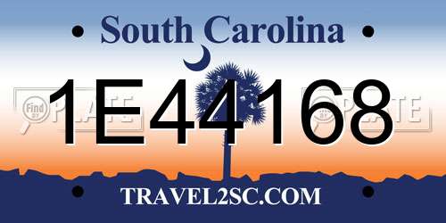 1E44168 South Carolina License Plate