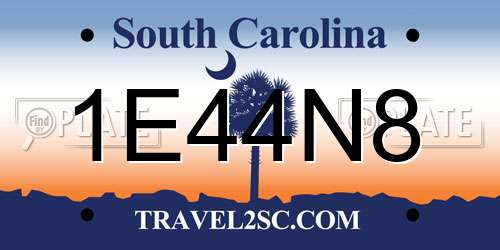 1E44N8 South Carolina License Plate