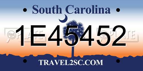 1E45452 South Carolina License Plate