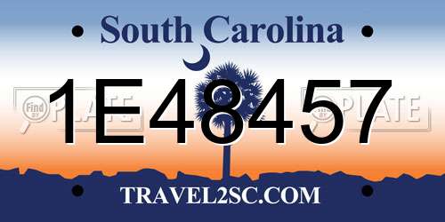 1E48457 South Carolina License Plate