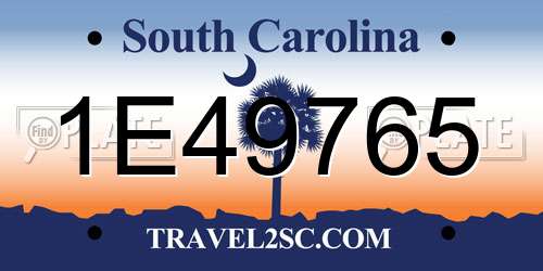 1E49765 South Carolina License Plate