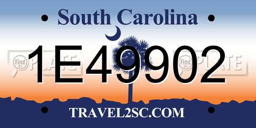 1E49902 South Carolina License Plate