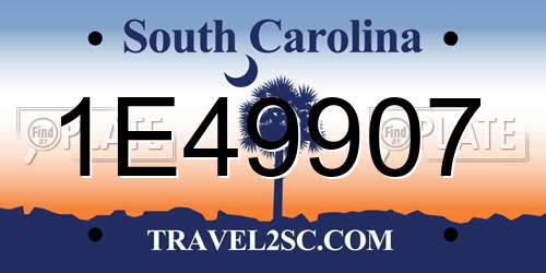 1E49907 South Carolina License Plate