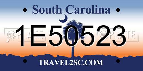 1E50523 South Carolina License Plate