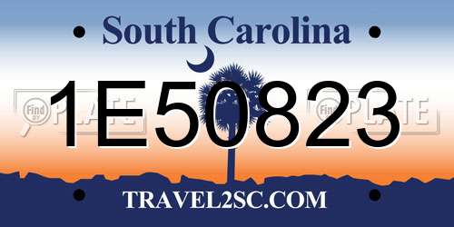 1E50823 South Carolina License Plate