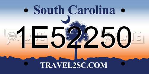 1E52250 South Carolina License Plate