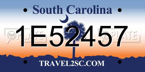 1E52457 South Carolina License Plate