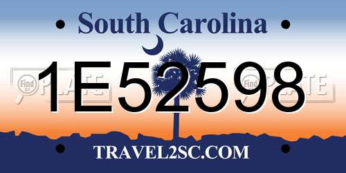 1E52598 South Carolina License Plate
