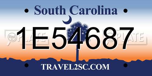 1E54687 South Carolina License Plate
