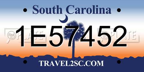 1E57452 South Carolina License Plate