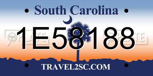 1E58188 South Carolina License Plate