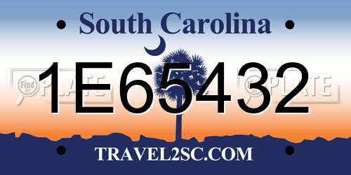 1E65432 South Carolina License Plate