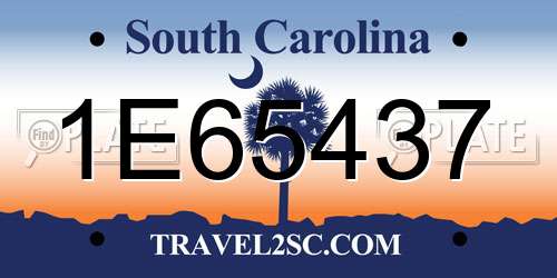 1E65437 South Carolina License Plate
