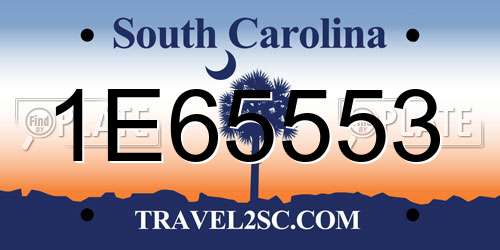 1E65553 South Carolina License Plate