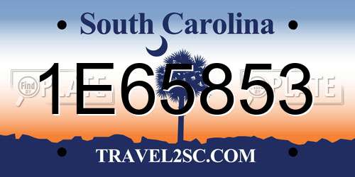 1E65853 South Carolina License Plate