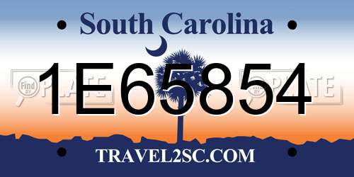 1E65854 South Carolina License Plate